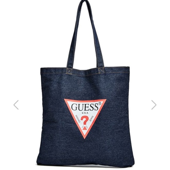 guess denim tote bag